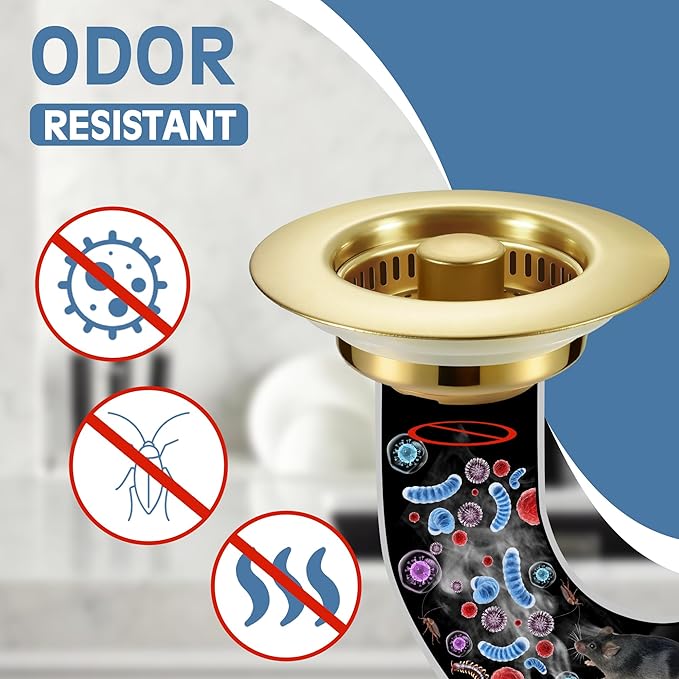 Kitchen Sink Drain Strainer 2 Pack, 304 Stainless Steel Pop Up Sink Stopper