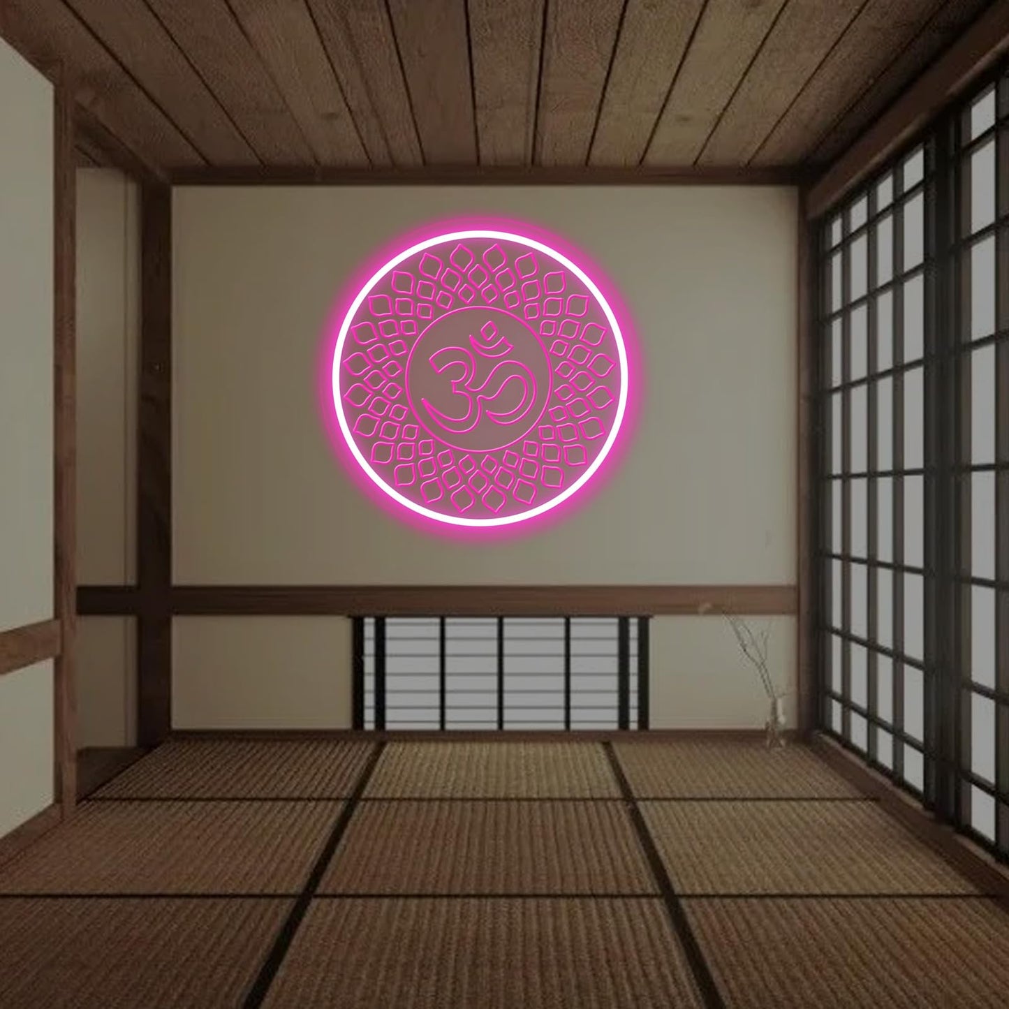 Om Buddha neon sign, Meditation light decor, Yoga wall decor, Mandala wall art, Home gym decor, Buddha symbol gifts, Yoga gifts, Meditation gift Zen Art Yoga Studio Pilates Studio Art Meditation-Pink