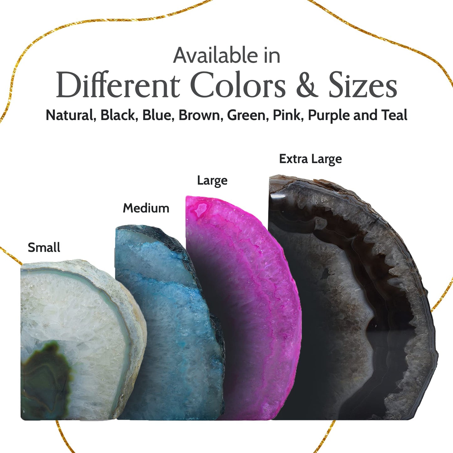 Nature's Decorations Agate Bookends - A Quality Green Geode with Non-Skid Rubber Bumpers for Shelves, Office, Home Decor, Heavy Duty Cute Stone (3-4 LB)