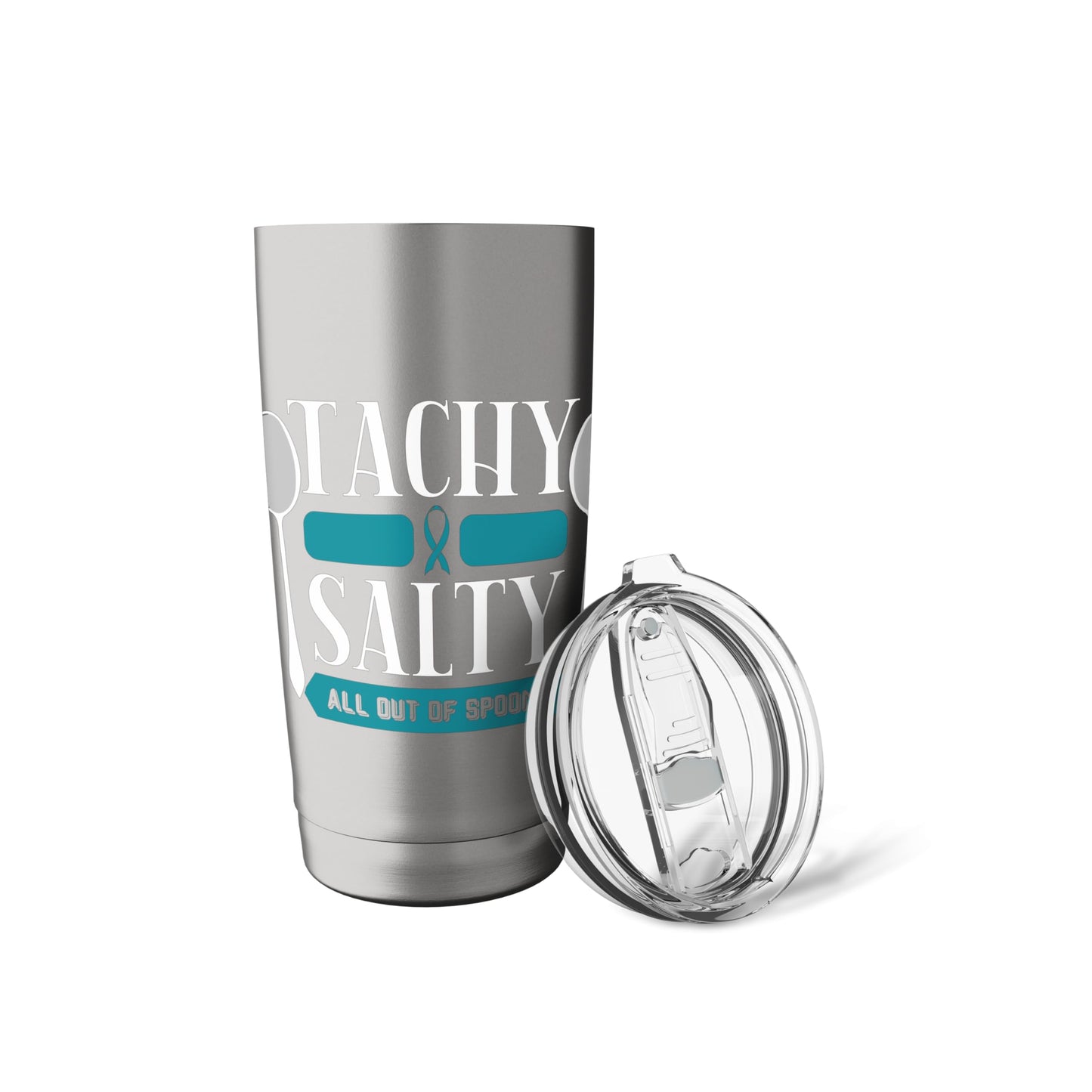 Salty Out Of Spoons POTS Salt Dysautonomia Turquoise Ribbon Stainless Steel Insulated Tumbler