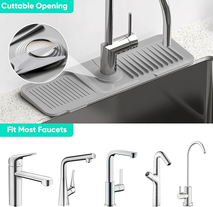 17.7'' Faucet Mat for Kitchen Sink Kitchen Sink Splash Guard Silicone Kitchen