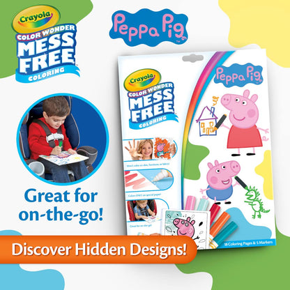 CRAYOLA Color Wonder - Peppa Pig Mess-Free Colouring Book (Includes 18 Colouring Pages & 5 Magic Color Wonder Markers) Packaging may vary