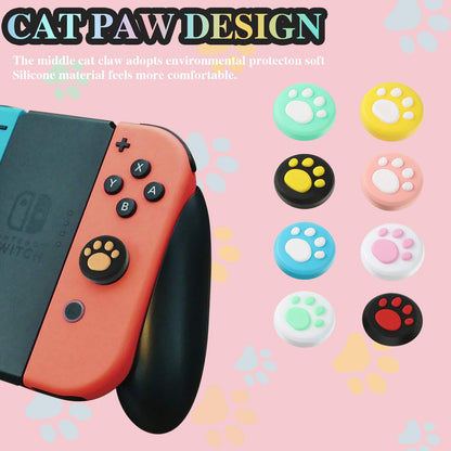 Sumind 28 Pieces Replacement Cute Cat Claw Design Thumb Grip Caps Thumb Grips Analog Stick Cover Joystick Cap Soft Silicone Cover Compatible with Nintendo Switch, Switch Lite and Joy Con Controller