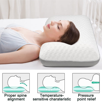 Fityou Memory Foam Pillow for Side, Stomach and Back Sleepers, Ergonomic Neck Pillow for Deep Sleep, with Cooling, Washable Case