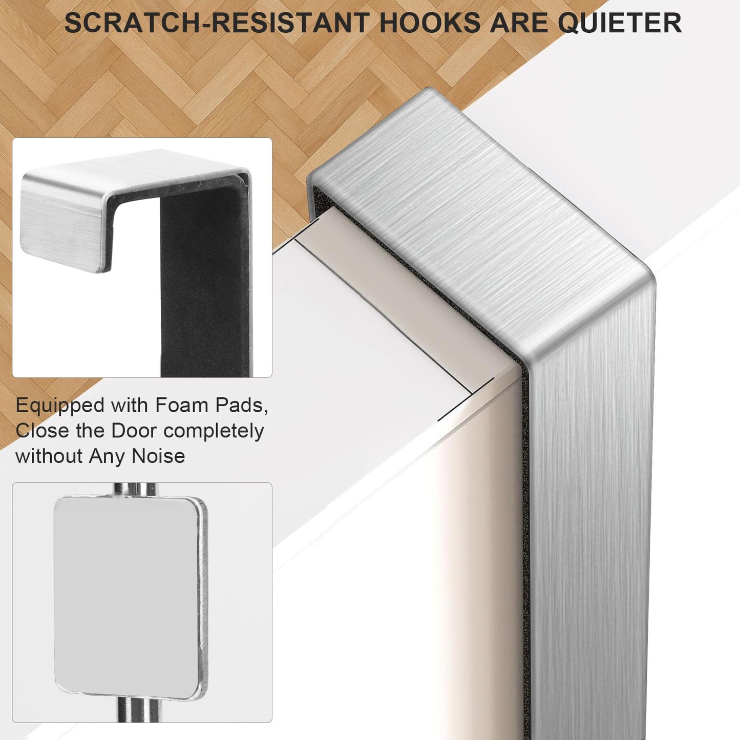 TIUTCOX Over The Door Towel Rack, 304 Stainless Steel Towel Racks for Bathroom with 3-Tier Adjustable Pole, 2 Punch-Free Screw Stickers, 22.83 * 17.71-29.52 * 6.14 Inch, Silver