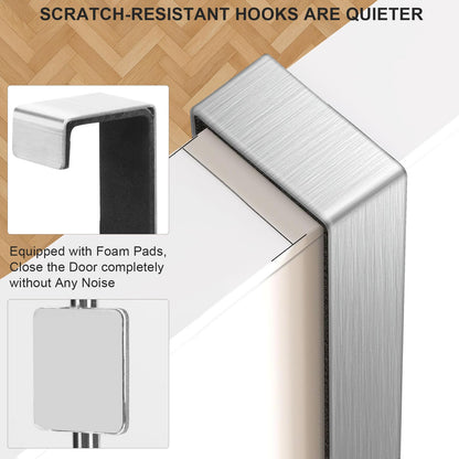 TIUTCOX Over The Door Towel Rack, 304 Stainless Steel Towel Racks for Bathroom with 3-Tier Adjustable Pole, 2 Punch-Free Screw Stickers, 22.83 * 17.71-29.52 * 6.14 Inch, Silver