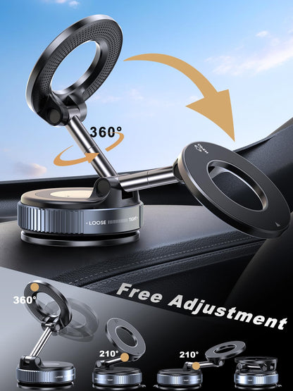 snanlen Upgraded 360° Vacuum Magnetic Phone Holder, Magnetic Car Phone Mount, Hands-Free Suction Cup Phone Holder for Car/Gym/Mirror/Shower, Car Mount Compatible with iPhone 17 Pro Max/Android