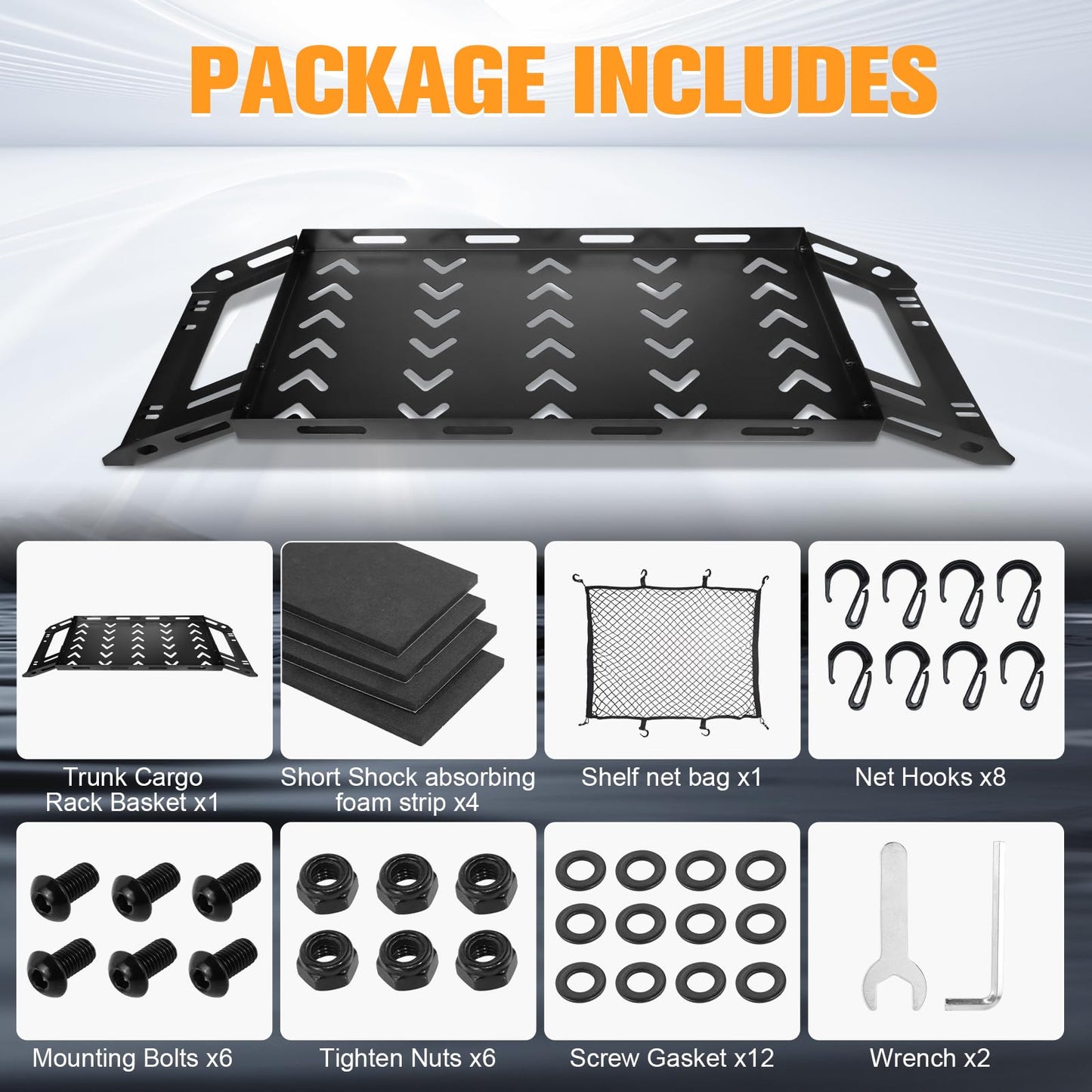 W&JWN Rear Trunk Cargo Rack Basket Tray Compatible with Jeep Wrangler JK JKU JL JLU 4-Door Hardtops 2007-2026 Sturdy Steel Interior Luggage Rack Shelf for Camping Trip Gear（400LBS）