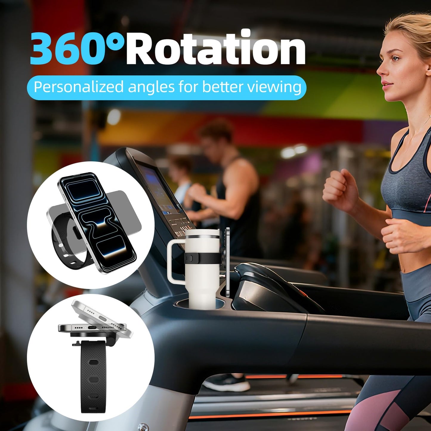 Blissfuhue Water Bottle Magnetic Phone Holder-Upgraded Extra Long Strap,Super Strong Magnet,Adjustable Angle & Strap,Fit Stanley Cup/Owala/YETI,Ideal for Gym/Outdoor/Yoga As Water Bottle Phone Holder