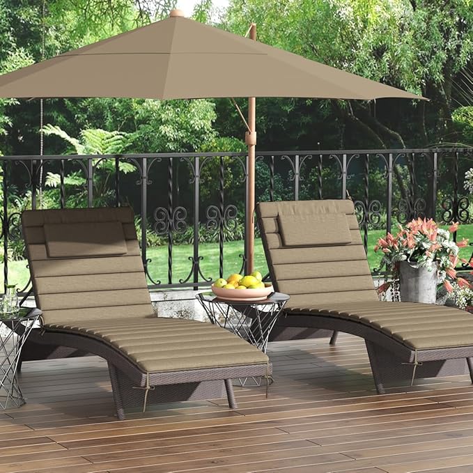 Sundale Outdoor Olefin Quilted Lounge Cushion Set of 4, Patio Foldable Chaise