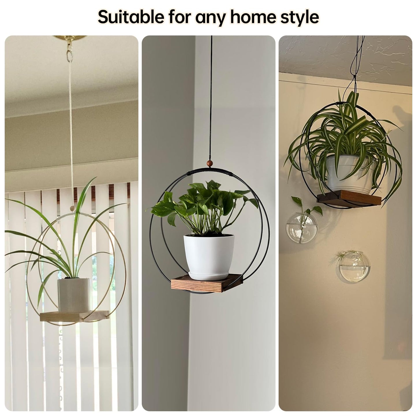 Adnkwolivt Hanging Planters for Indoor Plants - Plant Hanger Outdoor Pack of 2, Metal Plant Hanger Mid Century, Hanging Wall Ceiling Window, Gift for Mom, Plant Lovers, Housewarming