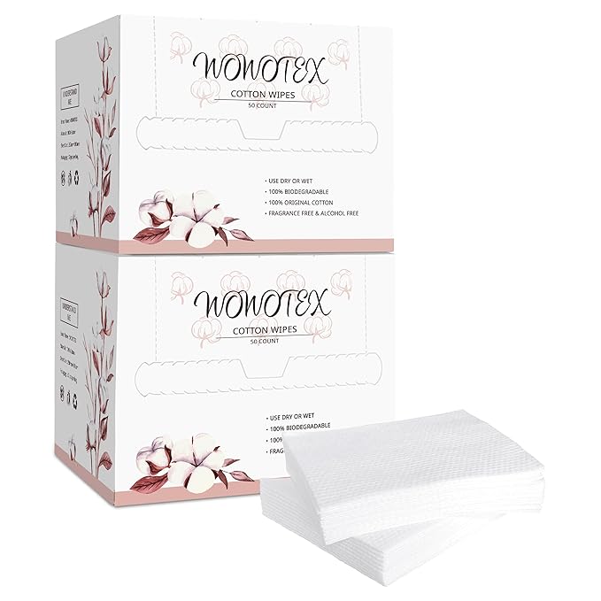 100% Cotton Disposable Face Towel 100 Count 10x12 Inch | Biodegradable Thick