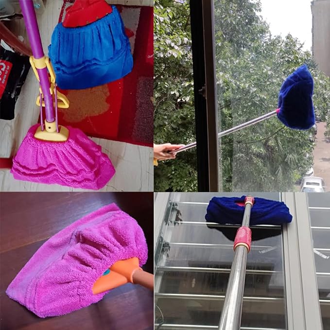 2 Pack Broom Pads to Baseboard Cleaner Tool Sweep Broom Cloth Cover Reusable
