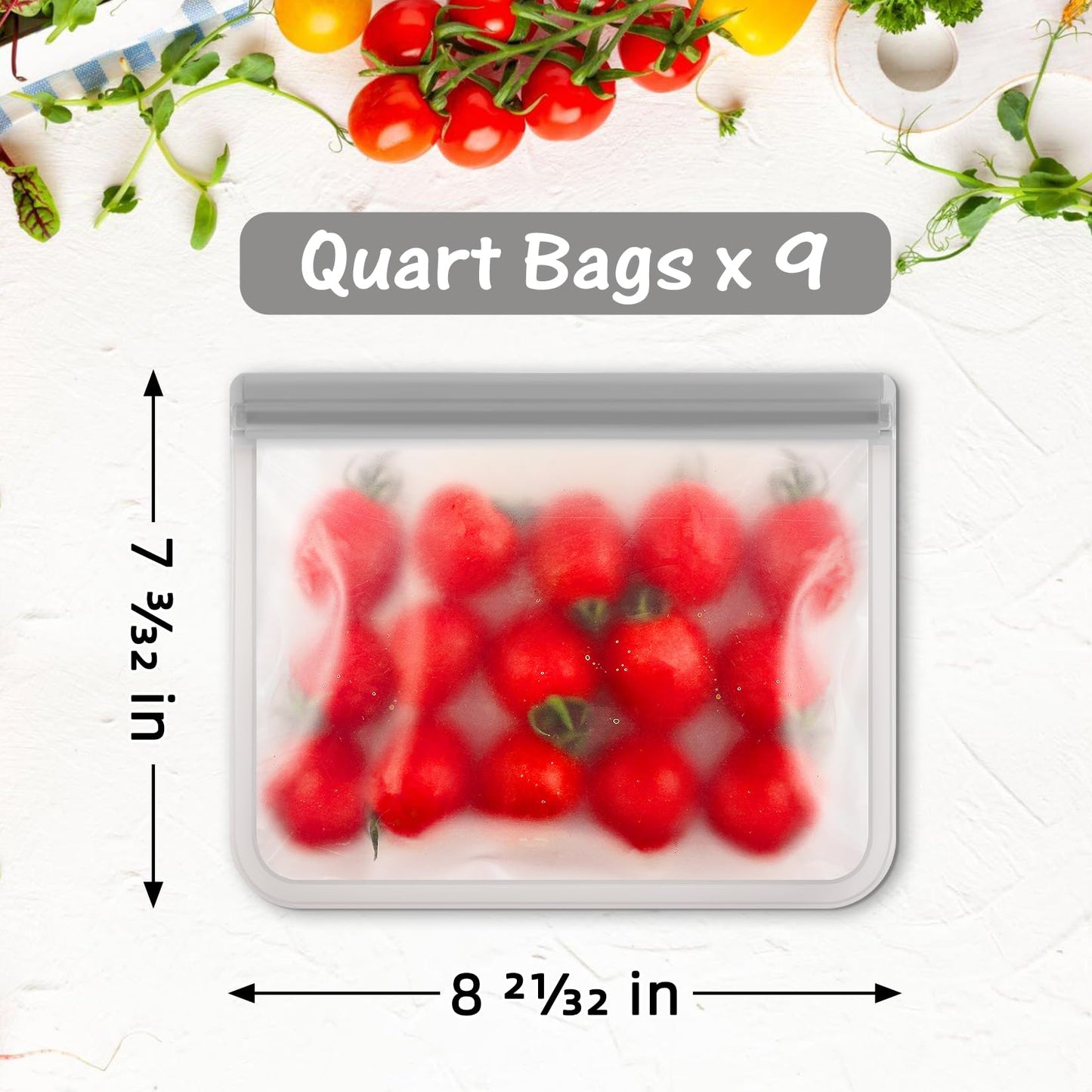FUNFERY 10 Pack Silicone,Reusable Freezer Bags with Zipper,Leakproof Reusable Silicone Food Storage Bag for Meat,Lunch,Travel-3 Gallon,3 Snack 4 Sandwich Bags