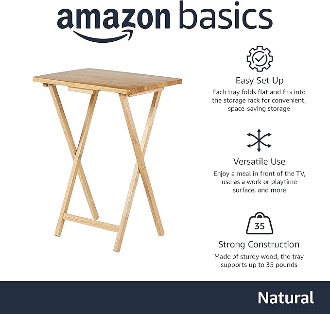 Amazon Basics Classic Foldable TV Dinner Tray Table
