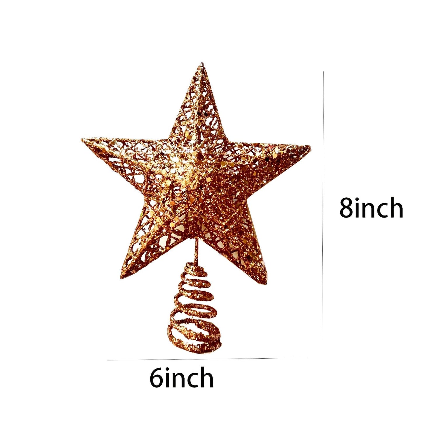 Metal Glittered Christmas Tree Topper Star Treetop Decoration for Christmas Home Decor(Rose Gold)