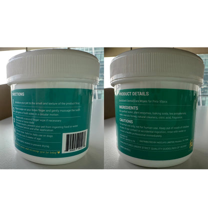 SmileDenX Dog Dental Care Finger Wipes - Teeth Cleaning Finger Wipes for Dog & Cats - Tooth Brushing Kit Dental Wipes for Dog - Reduces Plaque & Freshens Breath (50 PCS, Unscented)