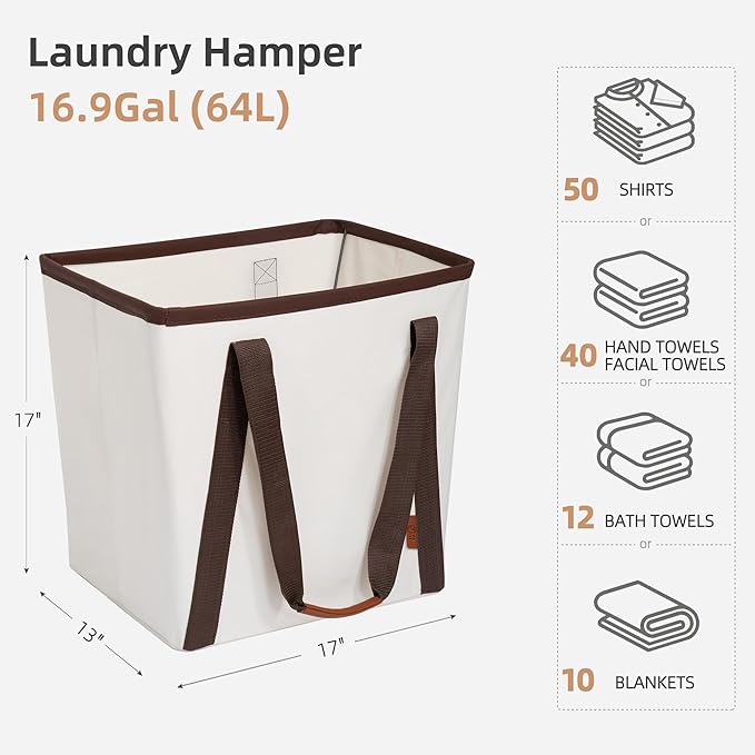 STORAGE MANIAC Collapsible Laundry Caddy, 128L Large Collapsible Laundry Basket