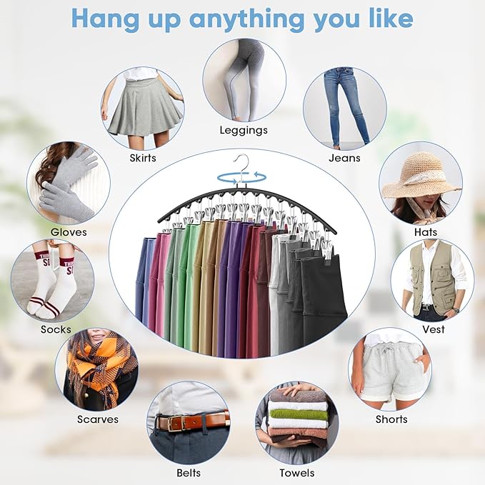 3 Pack Legging Organizer for Closet Hanging, Pants Hangers