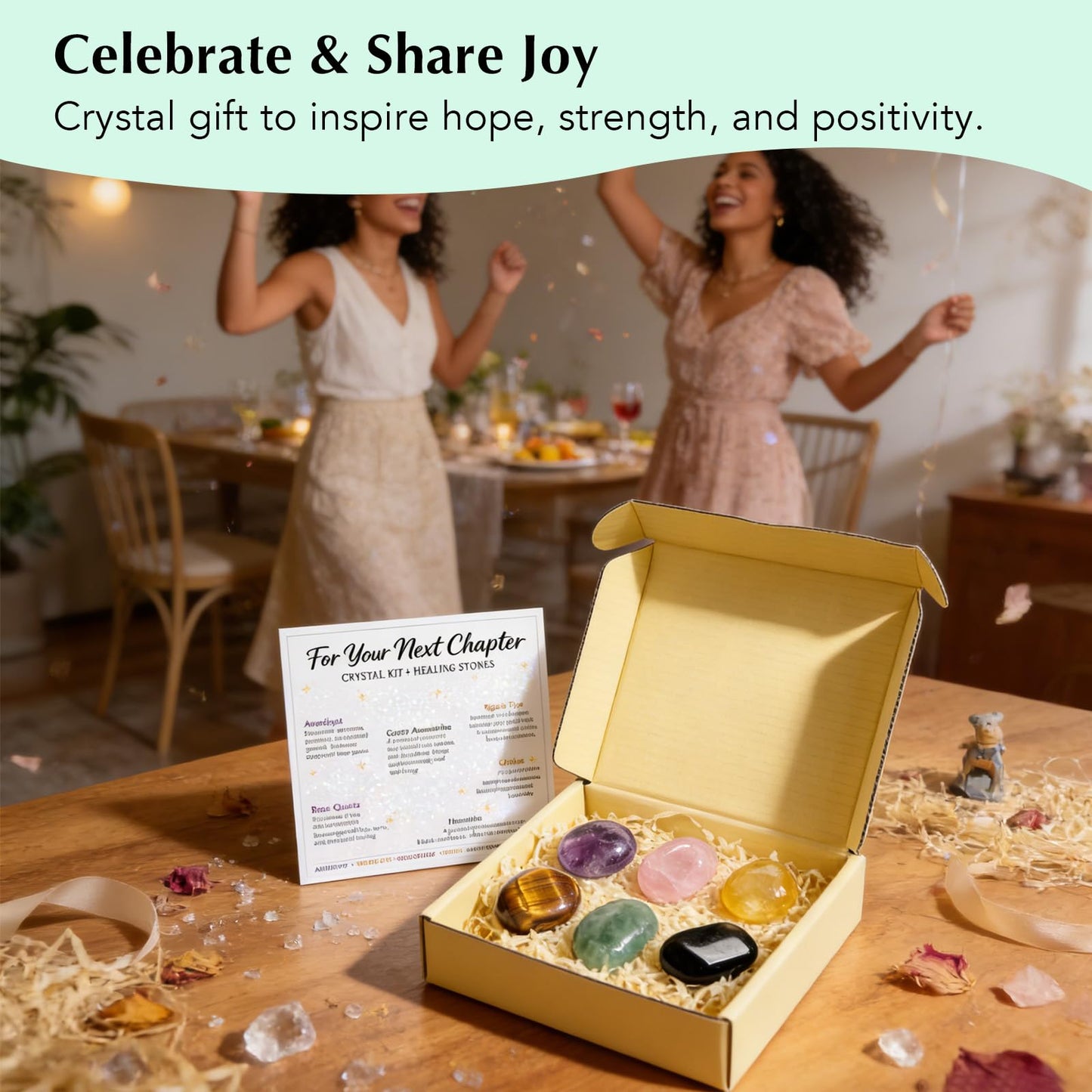 LIMGUVK For Your Next Chapter Crystal Kit with Healing Stones, 6 Piece Crystal Gift Set for Women for Graduation, New Job, Moving, Fresh Start, Healing Journey, Encouragement Gift (Next Chapter)