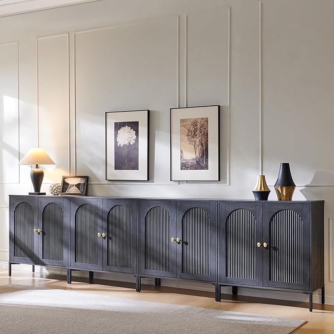 IFBUY Modern Sideboard Buffet Cabinet, 123.5" W Fluted Arched Buffet Cabinet