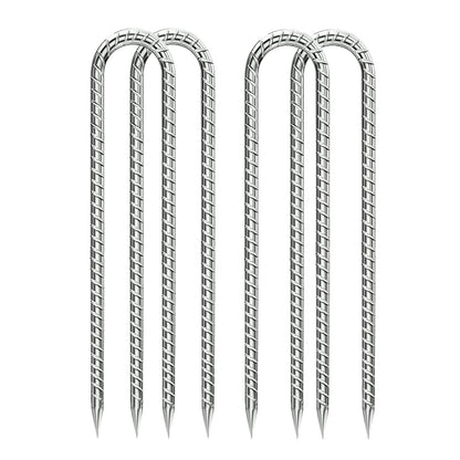 Rebar-Stakes-12-Inch, Ground Stakes Heavy Duty U-Hook Galvanized Anti-Rust Ground Anchors for Camping Tent Trampoline Accessories Dog Fence Chicken Coop Deer Fence 4pcs