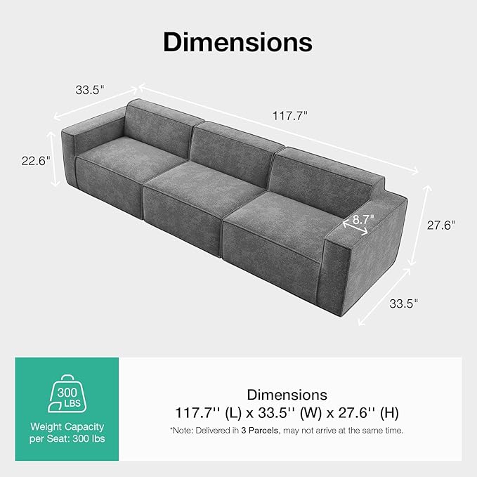 Novilla Modular Sectional Sofa, No Assembly Cloud Sectional Couch