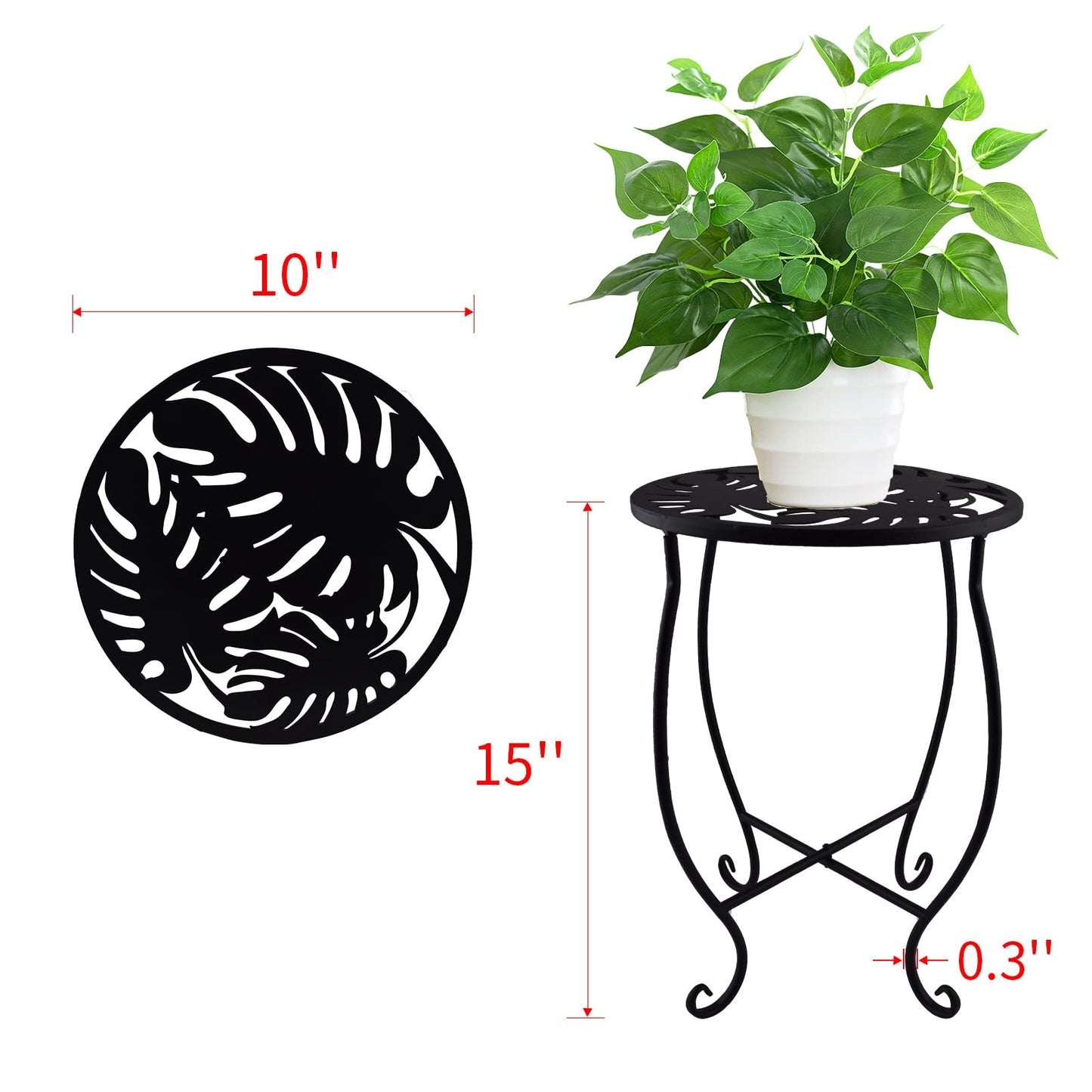 TLBTEK 2 pcs 10 inch Round Indoor Planter Stand,Metal Plant Stands Outdoor ,Modern Flower Pot Stand Holder Rack Display for Home,Kitchen,Patio,Garden, Corner, Balcony and Bedroom