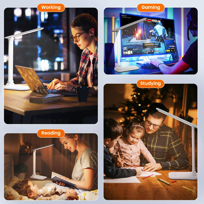 BICKON Desk Lamp, 5 Colour & 15%~100% Adjustable Brightness Dimmable LED Desk Lamp for Study, Eye-Caring Desk Light USB Powered, Auto Timer Table Lamp for Desk, Office, Reading, Bedroom, Gifts