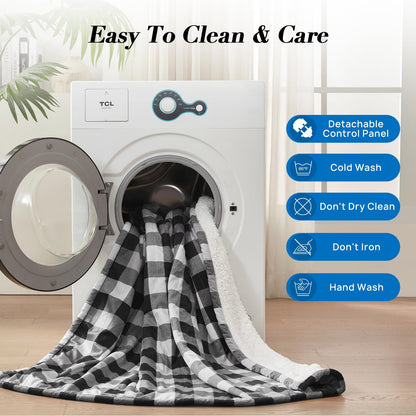Westinghouse Heated Throw Blanket, Flower Jacquard Electric Blanket Throw with 6 Heating Levels and 2-10 Hours Auto-Off, Flannel to Sherpa Super Cozy Heated Blanket, Machine Washable (50" x 60" Beige)
