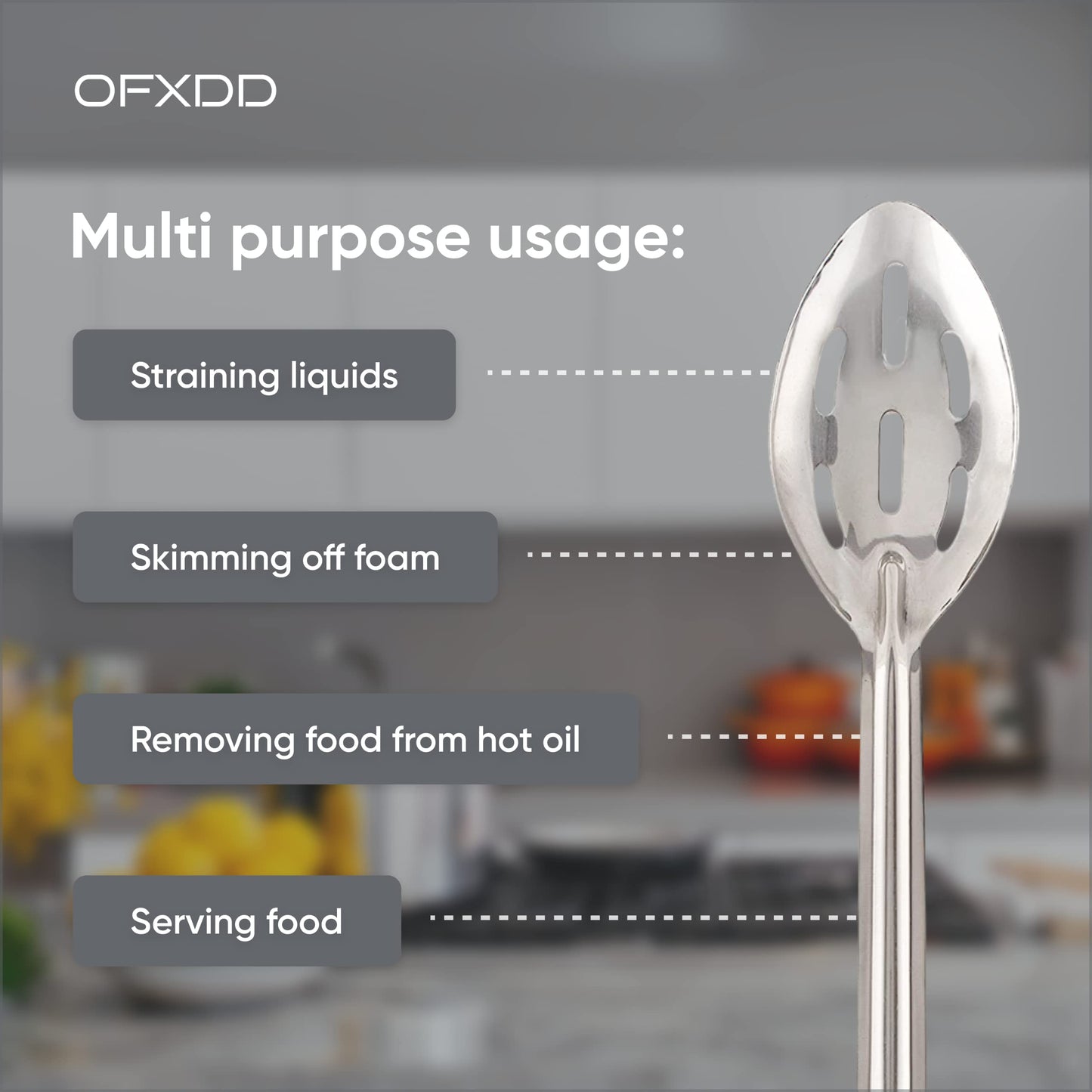 Perforated Stainless Steel Spoon - Serving Slotted Spoons for Restaurant - Large Metal Commercial Tablespoon for Cooking (6)