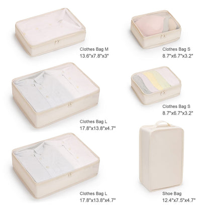 Travel Organizer,Mossio 6 Piece Various Size Durable Packing Cubes Pouch Beige