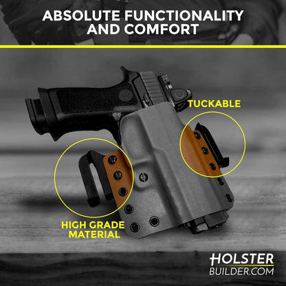 HolsterBuilder 1.75" Holster Speed Clips - Belt Clip for Outlaw OWB Holsters - Adjustable Cantt for Leather, and Hybrid Holster - Quick Clip High-Grade Material with Hardware
