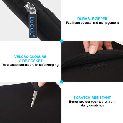 Lacdo Tablet Sleeve Case for 13 inch New iPad Air M3 M2 2025-2024, 13 inch New iPad Pro M4 2024, 12.9 inch iPad Pro 6 5 4 3 2022-2018 with Magic Keyboard and Smart Keyboard Folio Protective Bag, Black