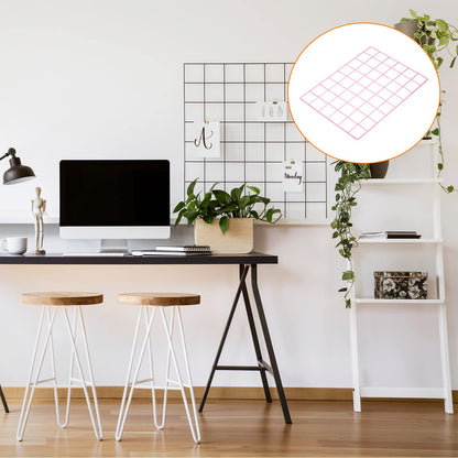 YOKIVE 2Pcs Iron Wire Grid Panel, Decorative Panels Board | Photo Pictures Display Holders Hanging Frame for Home Office (Pink, 16"x12")