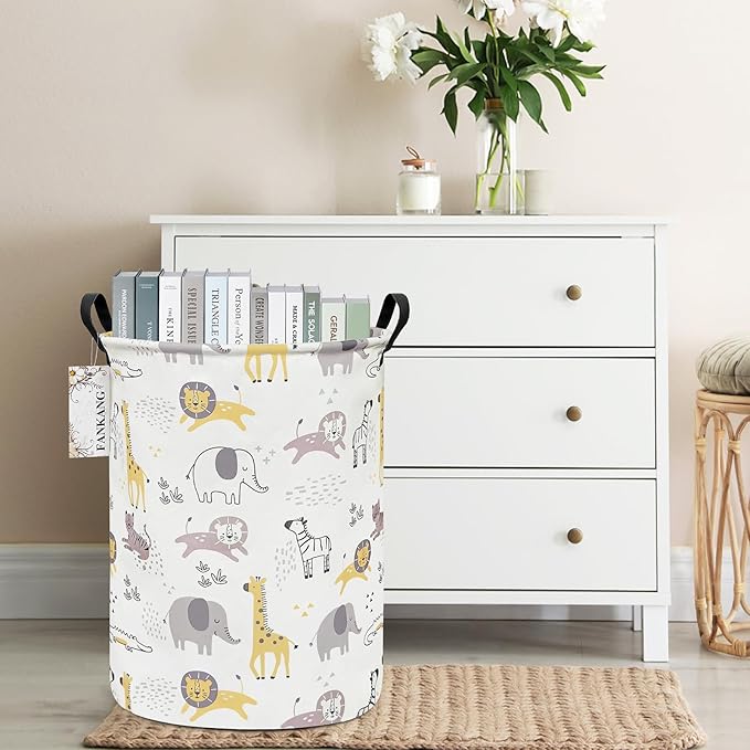 FANKANG Storage Basket, Nursery Hamper Canvas Laundry Basket Foldable