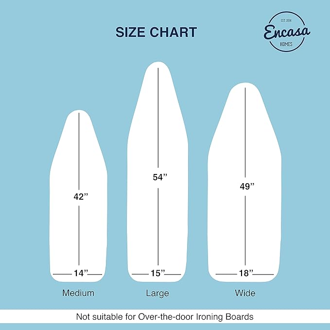 Encasa XO Ironing Board Cover and Pad 54"x18" - 4mm Felt X-Large Iron Board