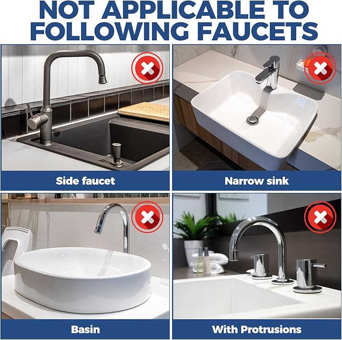 BFONS XL Silicone Faucet Handle Drip Catcher Tray, 18.1in x 5.7in x 0.79in