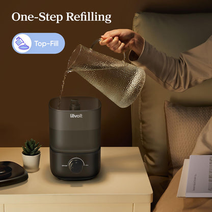 LEVOIT Humidifiers for Bedroom, Quiet (3L Water Tank) Cool Mist Top Fill Essential Oil Diffuser with 25Watt for Home Large Room, 360° Nozzle, Rapid Ultrasonic Humidification for Baby Nursery and Plant