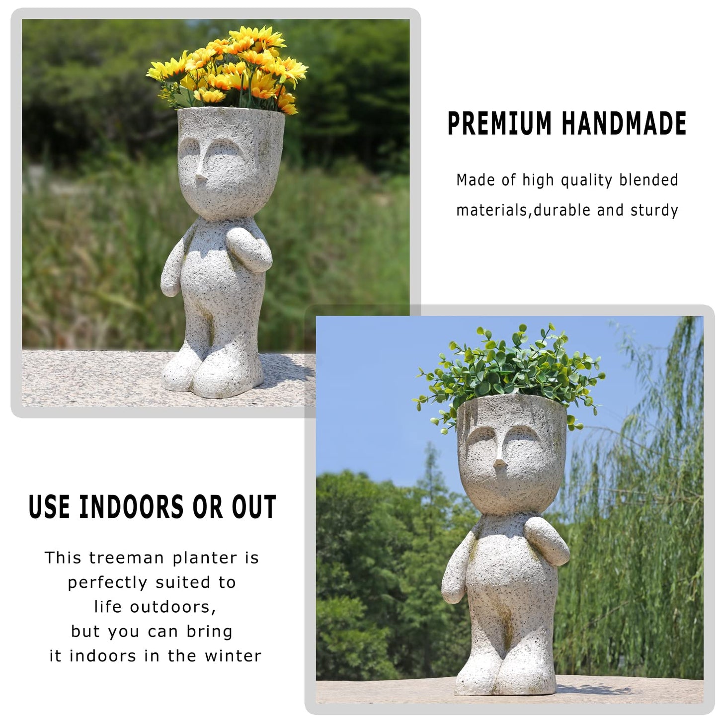 FIMOFIDRE CYNOR Head Planter Face Planters for Indoor Plants Resin Plant Pots with Drainage Hole Unique Succulents Plants Live Outdoor Tree Man