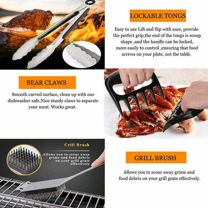 MUJUZE Grilling Accessories,Grill Accessories for Outdoor Grill,31pcs Grill Set Grilling Gifts for Men,BBQ Accessories Set,Stainless Steel Grill Kit with Apron for Outdoor,Camping,Backyard