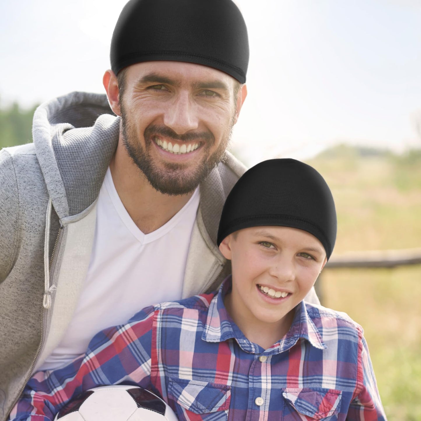 Boao 6 Pieces Cooling Skull Caps Helmet Hard Hat Liner Sweat Wicking Running Beanie Cycling for Men Women (Small,Black)
