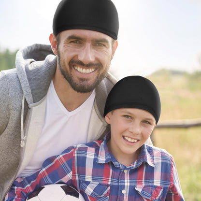 Boao 6 Pieces Cooling Skull Caps Helmet Hard Hat Liner Sweat Wicking Running Beanie Cycling for Men Women (Small,Black)
