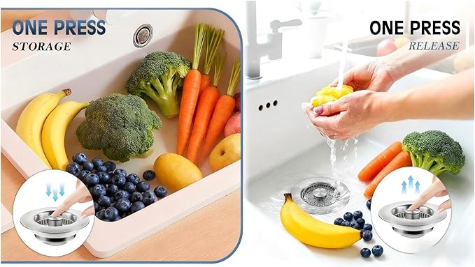 1Count 3-in-1 Kitchen Sink Drain Strainer & Stopper