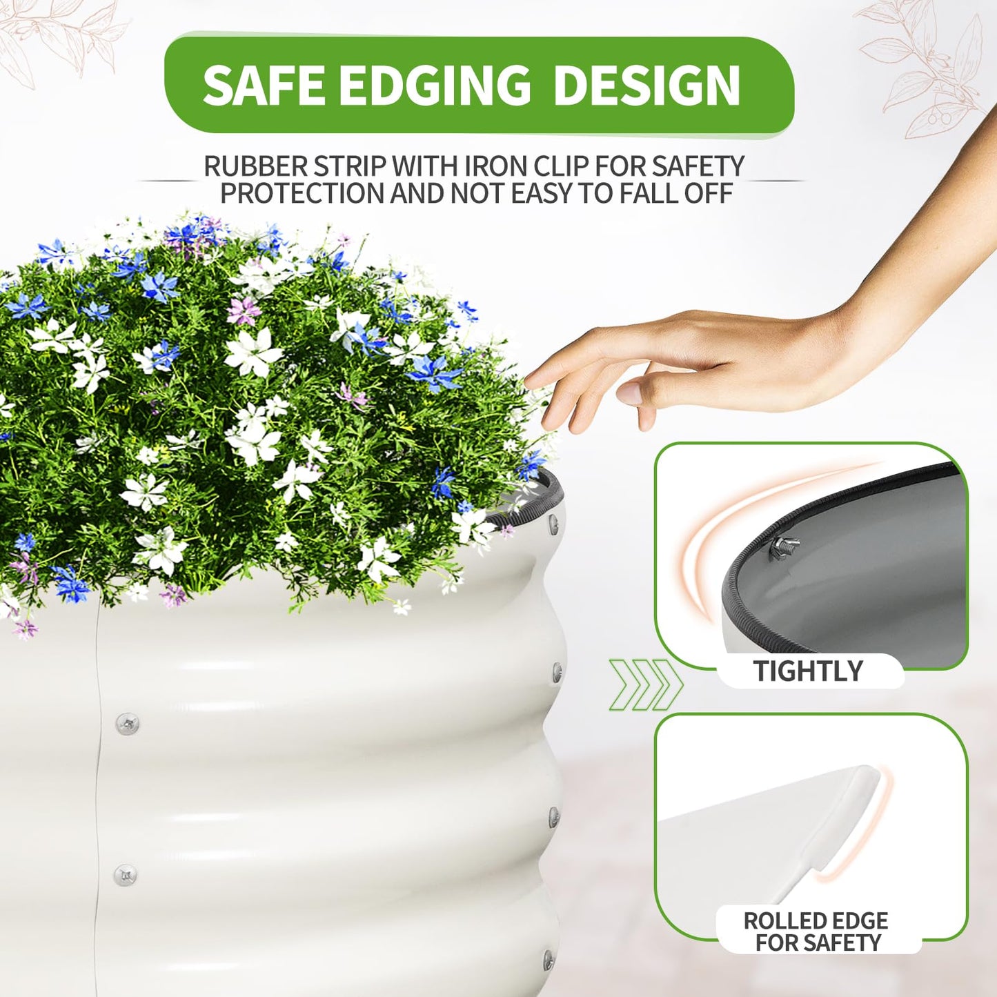 Permade Galvanized Raised Garden Bed - 6x2x1.4FT Metal Planter Boxes Outdoor | Oval Steel Raised Bed Kit for Gardening with Protective Tape, Gloves for Vegetables, Flower, Herb (White)