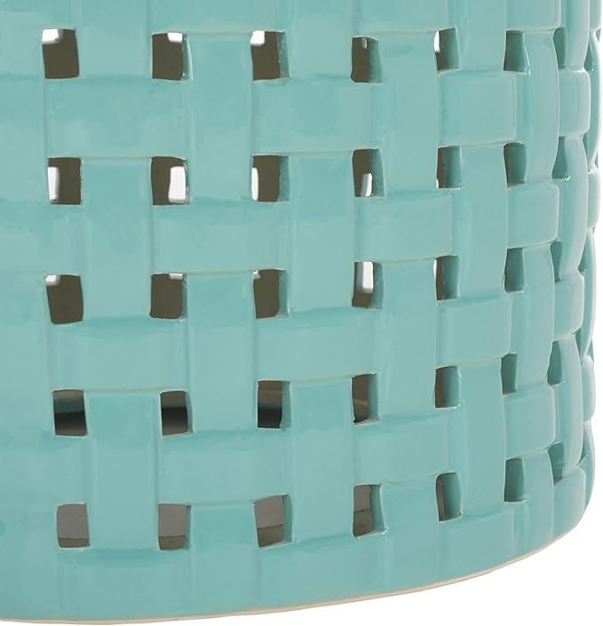SAFAVIEH Home Collection Sayre Robins Egg Blue Ceramic 18-inch Decorative Accent Garden Stool for Living Room, Bathroom, Patio, Side Table, Plant Stand (Fully Assembled)