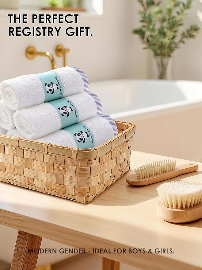 HIPHOP PANDA Baby Washcloths, Rayon Made from Bamboo