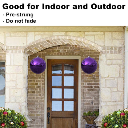 Purple 8.0" Extra Large Christmas Balls Ornaments - Christmas Tree Decorations Shatterproof Shiny Hanging Balls for Birthday Holiday Wedding Decorations Set of 2pcs