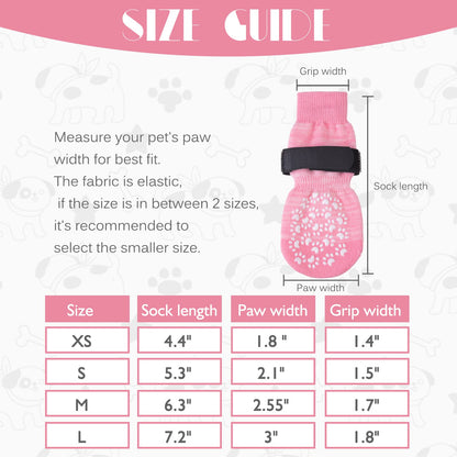 EXPAWLORER Dog Socks with Grips - Double Sides Anti-slip Dog Gripper Socks for Hardwood Floors, Stop Licking Injured Paws, Adjustable Socks with Extra Traction for Small Medium Large Dogs (Pink, M)
