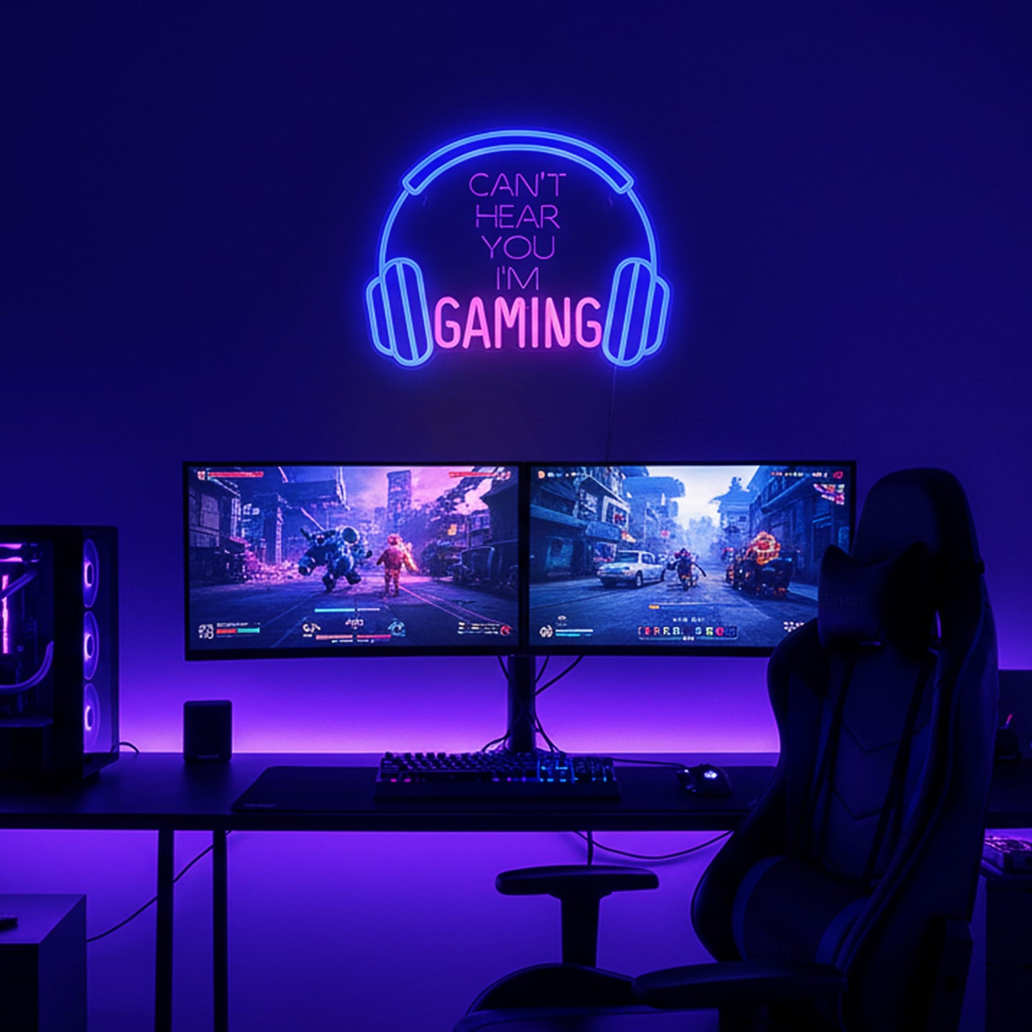 Kavaas Gaming Neon Sign, Can't Hear You I'm Gaming Headset LED Sign for Game Room Wall Decor - Headphone Neon Light Signs - Best Gamer Gifts for Teen Boys, Kids